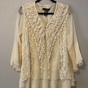 Ali Miles Lace V-Neck Tunic